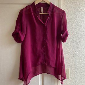 Nasty Gal Magenta Sheer Top